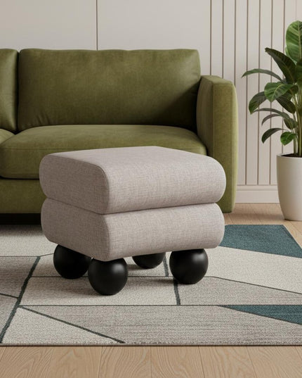 20" Gray and Black Fabric Ottoman