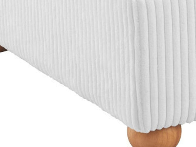 42" White and Natural Corduroy And Fabric Ottoman