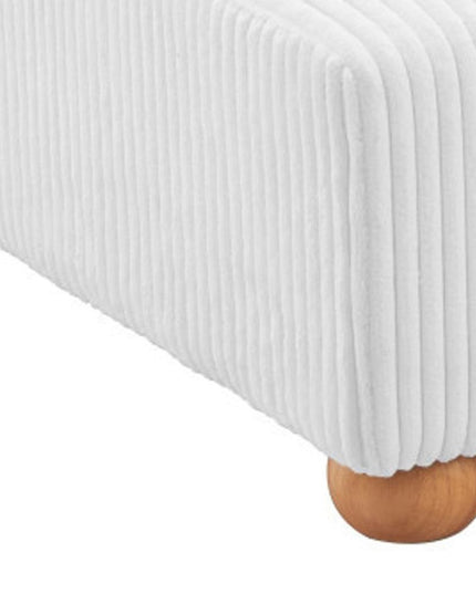 42" White and Natural Corduroy And Fabric Ottoman