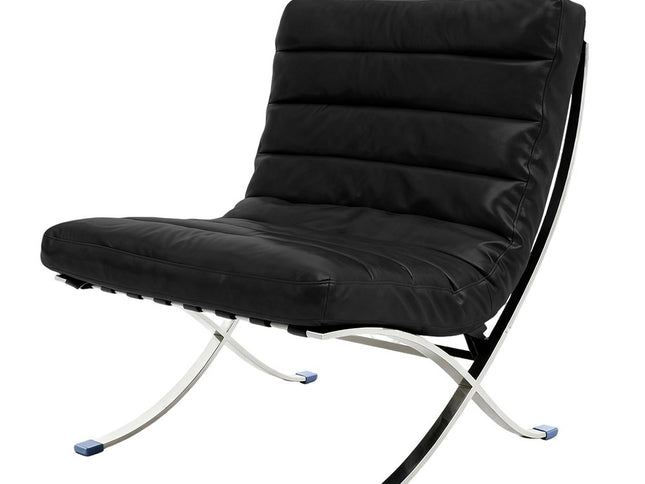 29" Black and Silver Tufted Leather and Upholstered Folding Lounge Chair