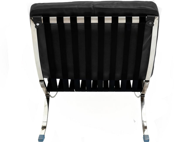 29" Black and Silver Tufted Leather and Upholstered Folding Lounge Chair