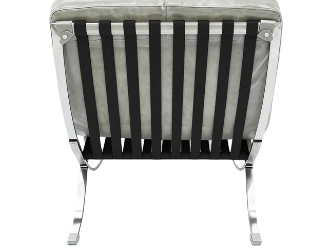 29" Gray and Silver Tufted Leather and Upholstered Folding Lounge Chair