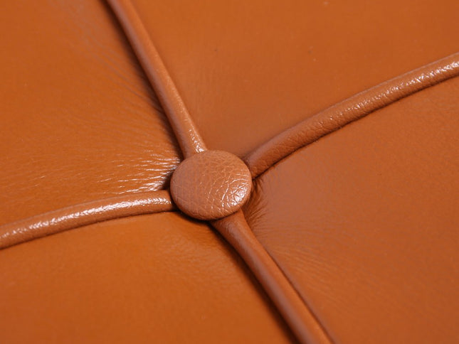 20" Amber and Silver Leather Tufted Ottoman