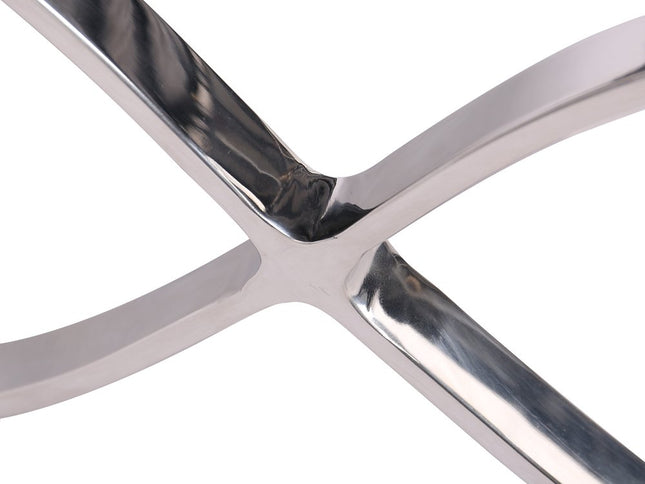 20" Amber and Silver Leather Tufted Ottoman