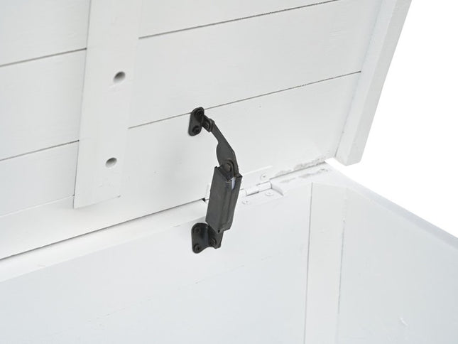 52" White Rustic Solid Wood Geometric Storage Ottoman