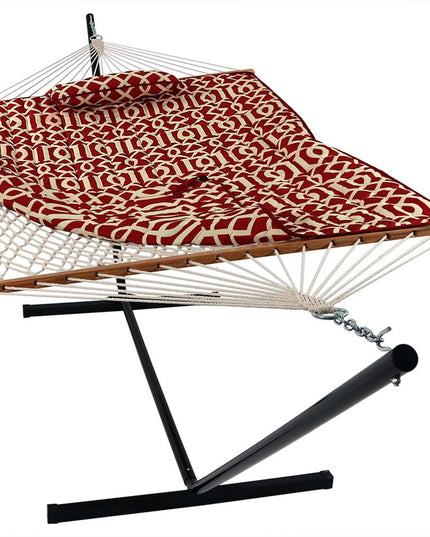 Red Geometric Spreader Bar Hammock Hammock Stand Included