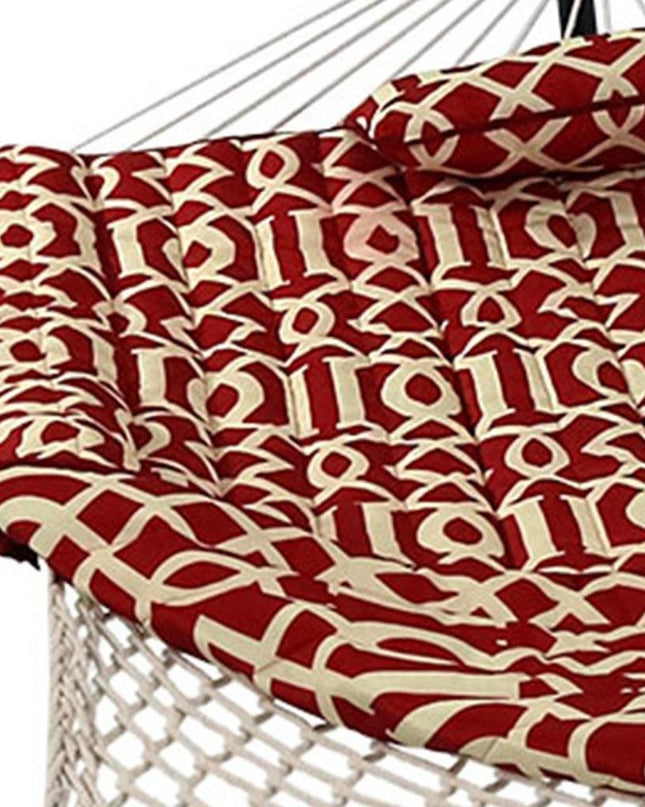 Red Geometric Spreader Bar Hammock Hammock Stand Included