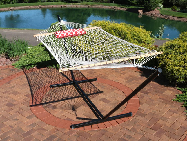 Red Geometric Spreader Bar Hammock Hammock Stand Included