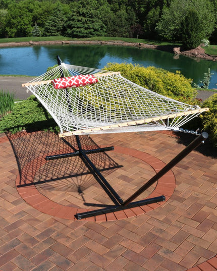 Red Geometric Spreader Bar Hammock Hammock Stand Included