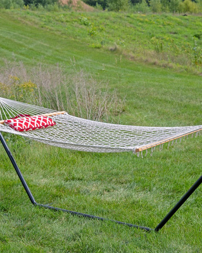Red Geometric Spreader Bar Hammock Hammock Stand Included