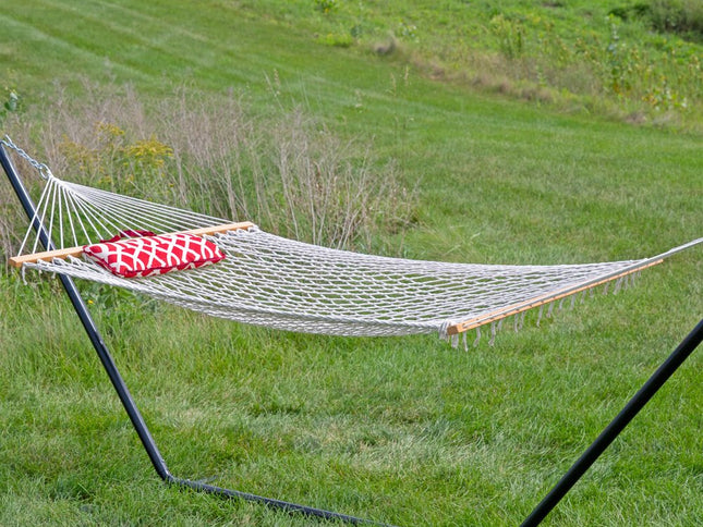 Red Geometric Spreader Bar Hammock Hammock Stand Included