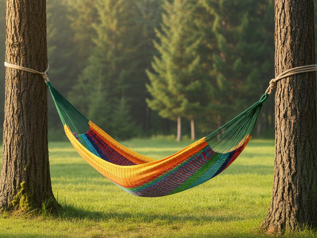 Green Red And Yellow Striped Double Hammock