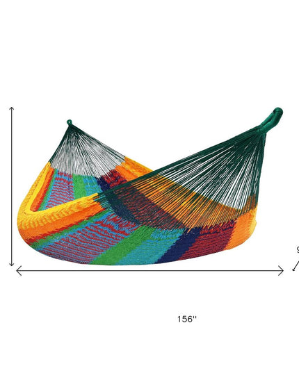 Green Red And Yellow Striped Double Hammock
