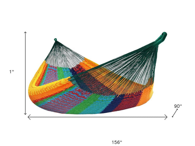 Green Red And Yellow Striped Double Hammock