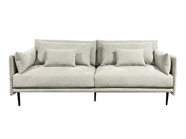 85" Beige Fabric Solid Wood Sofa