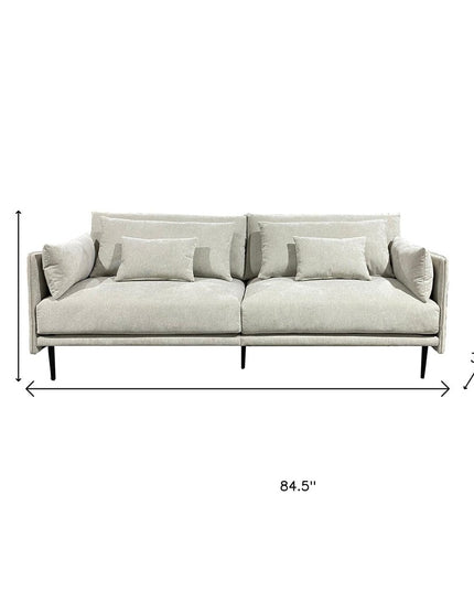 85" Beige Fabric Solid Wood Sofa