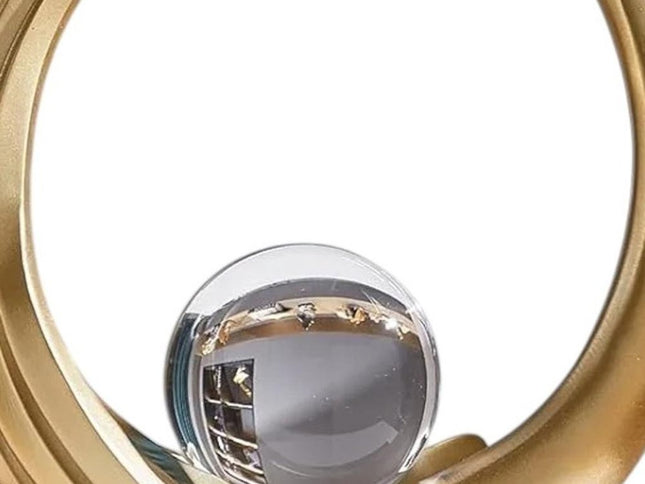 11" Gold Hand Painted Abstract Crystal Ball Tabletop Sculpture