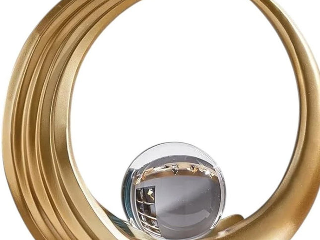 11" Gold Hand Painted Abstract Crystal Ball Tabletop Sculpture