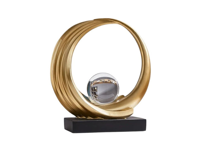 11" Gold Hand Painted Abstract Crystal Ball Tabletop Sculpture