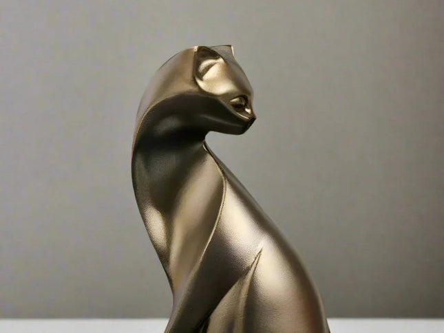 6" Bronze Resin Cat Hand Painted Figurine