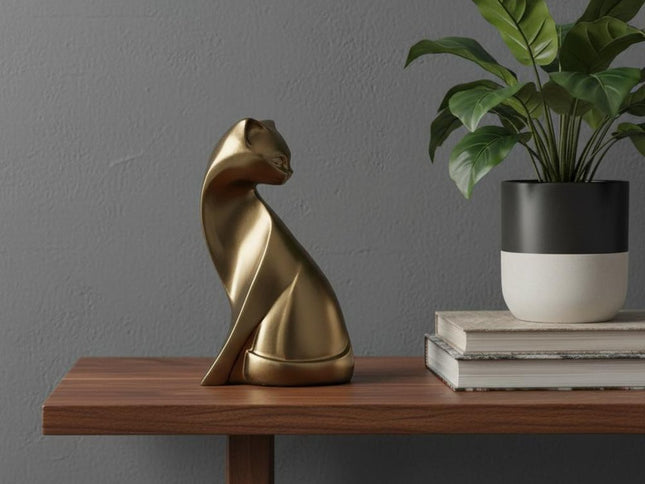 6" Bronze Resin Cat Hand Painted Figurine