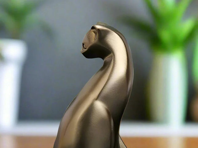 6" Bronze Resin Cat Hand Painted Figurine