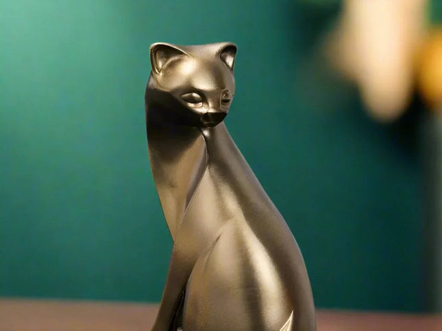 6" Bronze Resin Cat Hand Painted Figurine