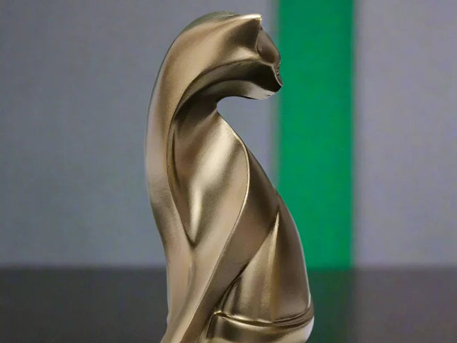 6" Bronze Resin Cat Hand Painted Figurine