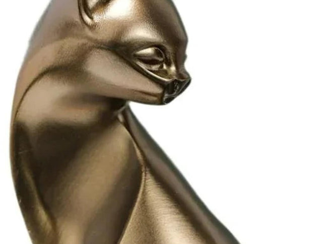 6" Bronze Resin Cat Hand Painted Figurine