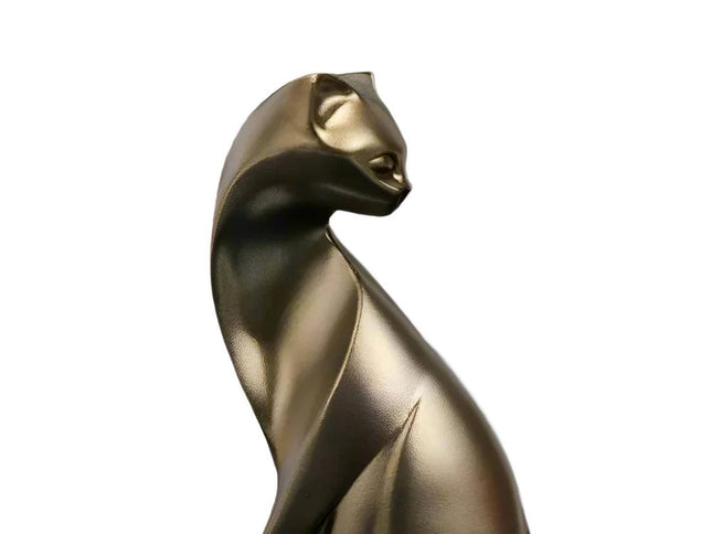 6" Bronze Resin Cat Hand Painted Figurine