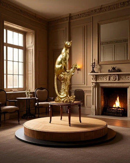 13" Bronze Resin Leopard Hand Painted Tabletop Sculpture