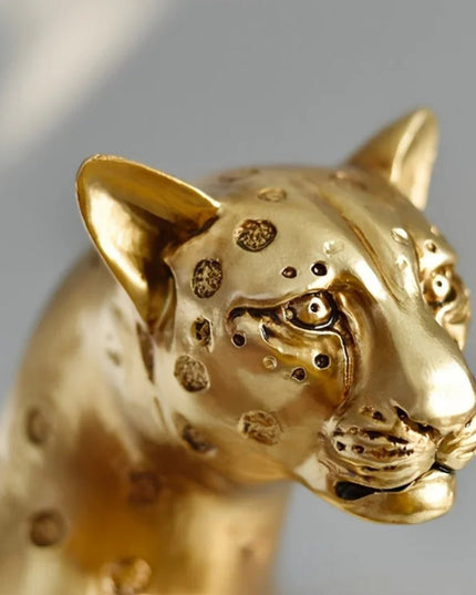 13" Bronze Resin Leopard Hand Painted Tabletop Sculpture