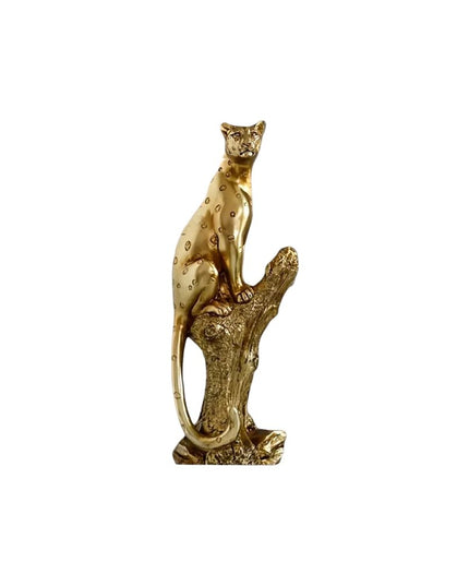 13" Bronze Resin Leopard Hand Painted Tabletop Sculpture