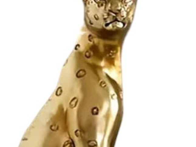 13" Bronze Resin Leopard Hand Painted Tabletop Sculpture