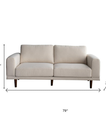 79" Beige Fabric Solid Wood Sofa