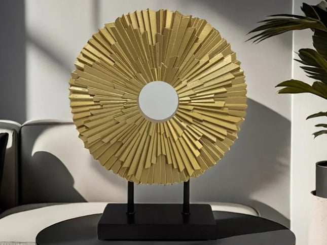 12" Gold Resin Sunflower Hand Painted Tabletop Sculpture