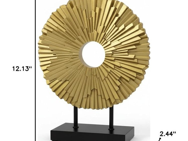 12" Gold Resin Sunflower Hand Painted Tabletop Sculpture