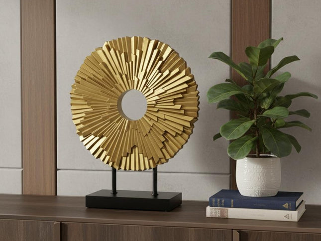 12" Gold Resin Sunflower Hand Painted Tabletop Sculpture