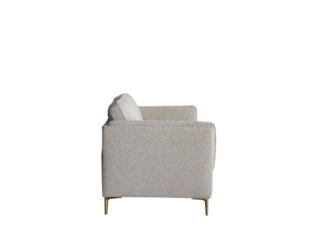 77" Beige Fabric Solid Wood Sofa