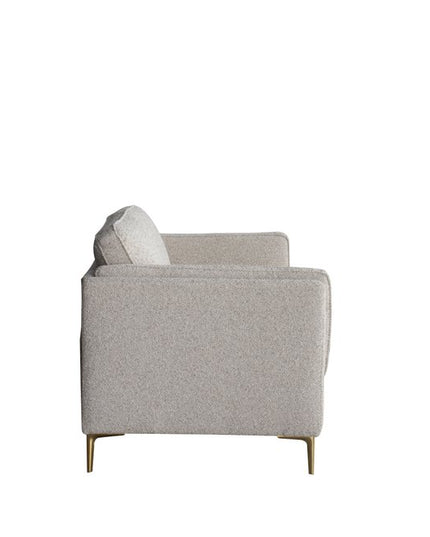 77" Beige Fabric Solid Wood Sofa