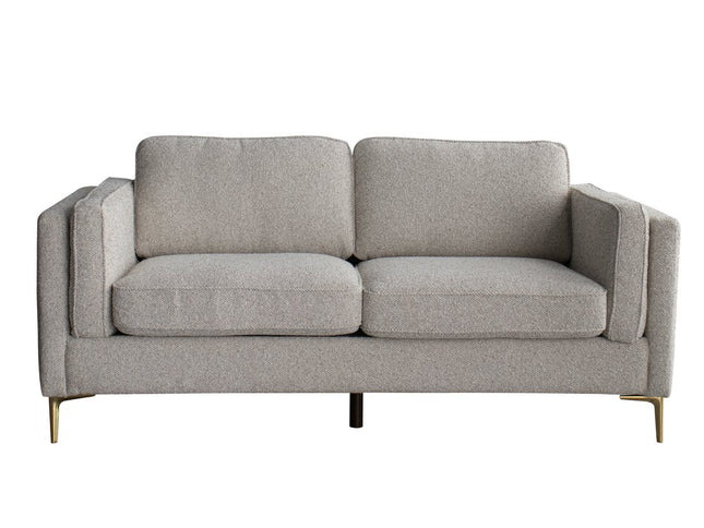 77" Beige Fabric Solid Wood Sofa