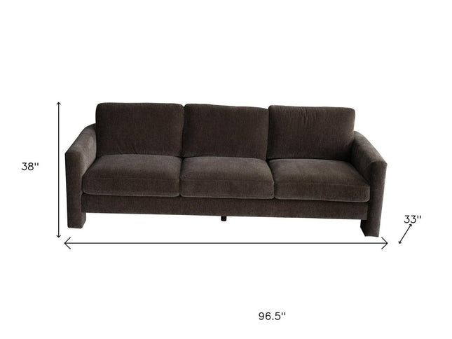 97" Dark Gray Fabric Solid Wood Sofa