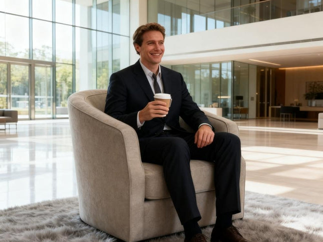 32" Beige Fabric Upholstered Arm Chair