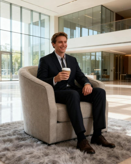 32" Beige Fabric Upholstered Arm Chair