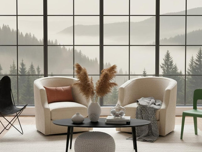 32" Beige Fabric Upholstered Arm Chair