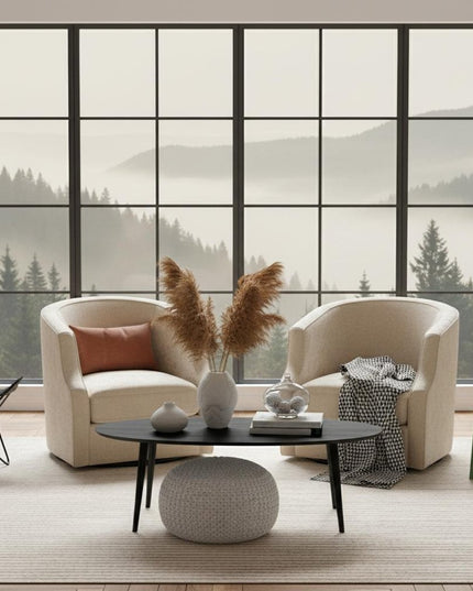 32" Beige Fabric Upholstered Arm Chair