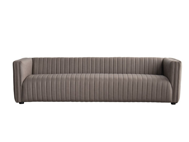 98" Light Brown Fabric Solid Wood Sofa