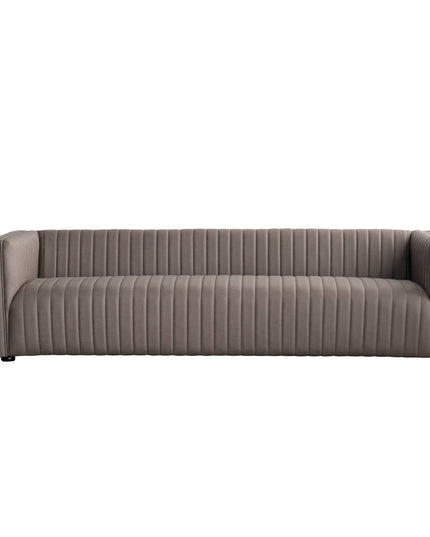 98" Light Brown Fabric Solid Wood Sofa