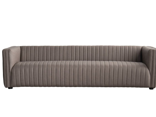 98" Light Brown Fabric Solid Wood Sofa