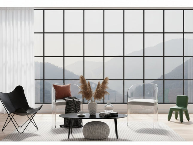 23" Beige and Clear Tufted Fabric and Acrylic Arm Chair